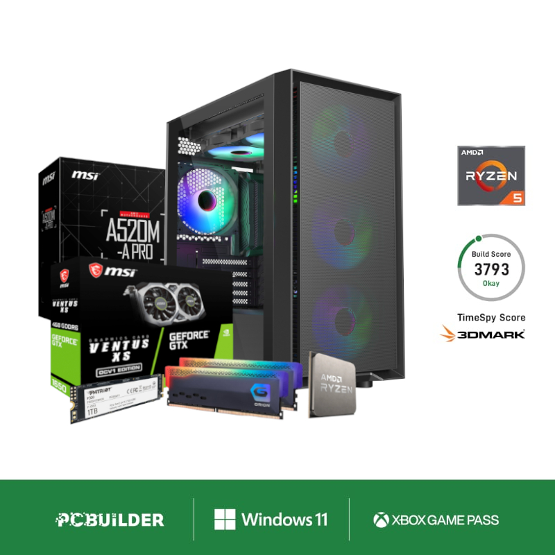 PCBuilder AMD Ryzen 5 5500 SCOUT Windows 11 Gaming PC - Syntech
